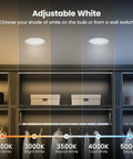 Adjustable white shades of 4 Inch Led Recessed Downlight 5Cct Tunable White Dimmable Ceiling Fixture 4 Pack displayed in a closet.