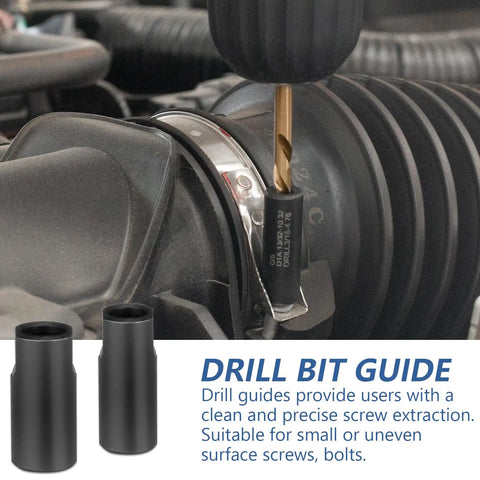 Drill bit from 55 Piece Screw Extractor Set For Stripped Screws And Broken Bolts in action on engine component