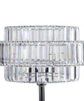 Modern Silver Metal Floor Lamp With Crystal Embellishments acrylic glass shade close-up