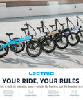 Lineup of XP Lite2 Folding Electric Bike For Adults, Arctic White, and various colors, showcasing compact fold design and ultralight frame.