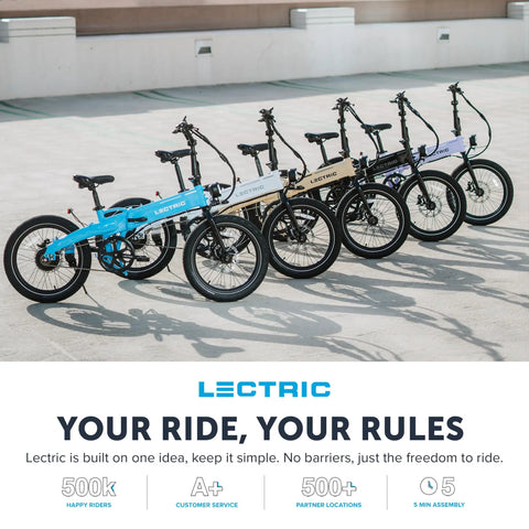 Lineup of XP Lite2 Folding Electric Bike For Adults, Arctic White, and various colors, showcasing compact fold design and ultralight frame.