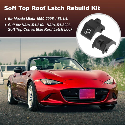 Mazda Miata Soft Top Roof Latch Lock Rebuild Kit 1990-2005 1.8L L4 Convertible Aluminum Black Anodized Clamps with Car