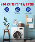 Laundry room setup with Must Have Indoor Dryer Lint Trap Filter With Stainless Steel Screen and Water Drawer System on dryer.