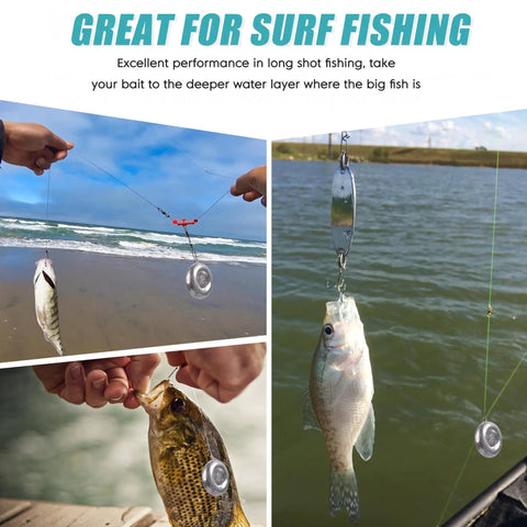 Flat Disc Fishing Sinkers For Saltwater Surf Fishing and Bottom Drifting Coin Shaped Sinker Weights with fishes and line setup