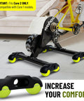Rocker Feet Adapters With Tennis Balls 4 Pack For Kickr Core V2 Indoor Bike Trainers in living room setup