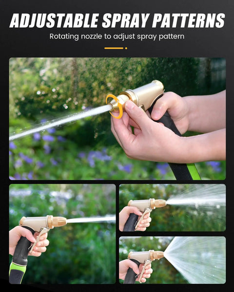 Heavy Duty Metal Garden Hose Nozzle With High Pressure And Adjustable Spray Patterns For Watering Plants, Car Washing, And Pet Showering, Fits All Standard Three Quarter Inch Hoses, Built To Last And Easy To Use