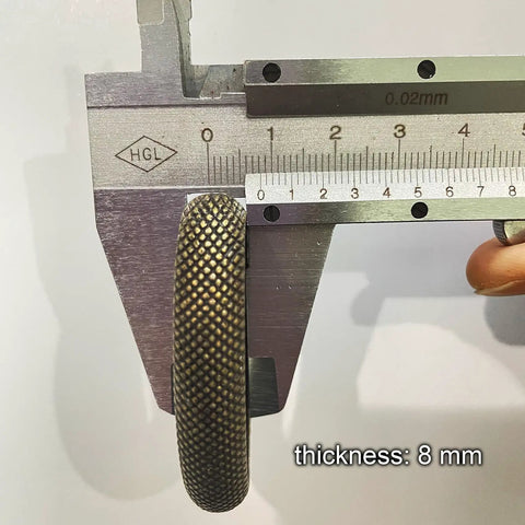 Small Zinc Alloy Tsuba Hand Guard For Katana Wakizashi Samurai Swords measured at 8mm thickness with calipers