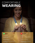Woman knitting with Neck Reading Light For Bedside Reading, Knitting, Crochet, And Camping, Rechargeable LED With Flexible Arm