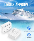 Foldable Cruise Power Strip With USB C Outlets Non Surge Protector 3.4A Total Travel Must Have For Cruise Ships And Home Use