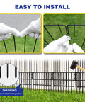 Image showing installation process of 27 Ft Long 13 Inch High No Dig Garden Border Fence Kit With 25 Panels Rustproof Metal Pet Barrier.