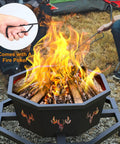 35 Inch Octagonal Outdoor Fire Pit Smokeless Wood Burning Fire Pit For Backyard Patio Camping Garden And Porch Black High Heat Convection Chamber For Cleaner Burns And Longer Bonfires with flame and fire poker