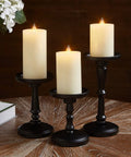 Flameless Pillar Candles Set Of 3 With Remote And Timer, Battery Operated LED Candles With Real Wax Look, 3D Moving Flame, ivory