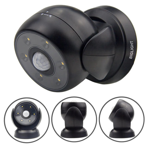 Battery Operated Motion Sensor Spotlight For Indoor And Outdoor Use Wireless LED Flood Light Waterproof Security Lighting 200 Lumen 360 Degree Base Rotation And 180 Degree Swivel Head Great For Walls Front Door Porch Shed Hallways close-up