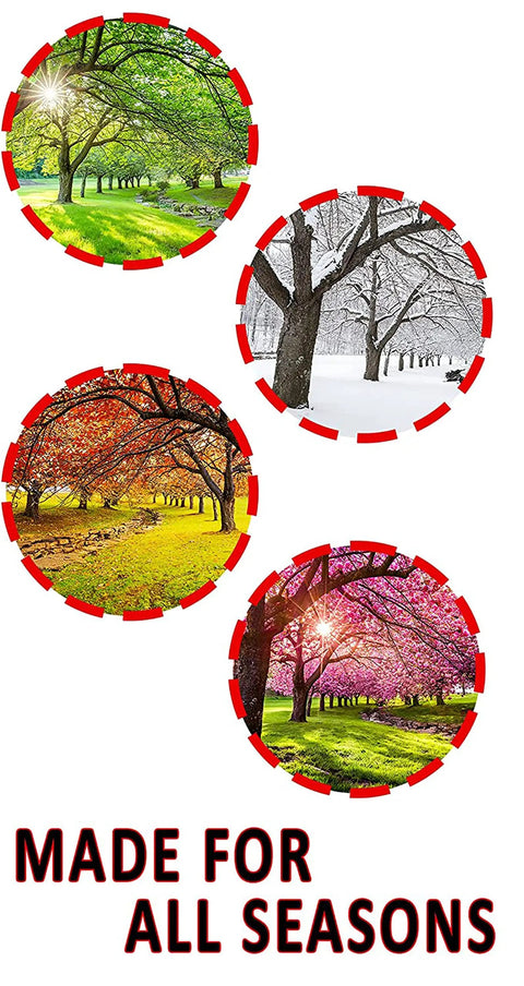 Straight Up Pro Grade Aluminum Composite Safety Sign With Free Smoke Detector Checks Caution Notice in multiple seasonal views.