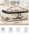 Desert Cowboys Insulated Lunch Bag With Leakproof Cooling, showcasing size and design, 10x6.1x3.5 inch, on wooden table.