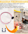 Front view: 750mV thermopile sensor assembly for Resideo gas water heater; white insulated lead with pink stripe.