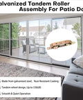 Image showing a Two Pack Sliding Door Rollers For Sliding Glass Patio Doors Replacement Roller Assembly One And A Quarter Inch Steel Ball Wheel Bearing Side Adjustable Heavy Duty Easy Install, highlighted in a living room setting with glass patio doors in the background.