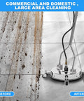 16.5 Inch Pressure Washer Surface Cleaner with 304 Stainless Steel Housing Dual Handles 4500 PSI Driveway Attachment cleaning tiles