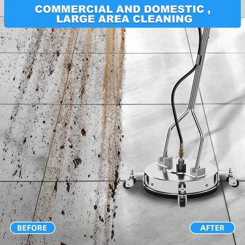 16.5 Inch Pressure Washer Surface Cleaner with 304 Stainless Steel Housing Dual Handles 4500 PSI Driveway Attachment cleaning tiles