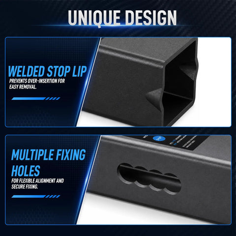 2.5 Inch To 2 Inch Trailer Hitch Adapter Reducer With Lock Pin For Truck RV Tractor Boat Bike And Cargo Carrier showing design features