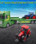 Large Flatbed Semi Truck Toy With Two Tractors Friction Powered Farm Transport Vehicle With Light And Sound front view