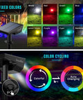 Solar Color Spotlight Lights Outdoor 35 LEDs Multicolor IP67 Waterproof 4 Pack With Auto Cycling Color Mode And Eight Fixed Colors