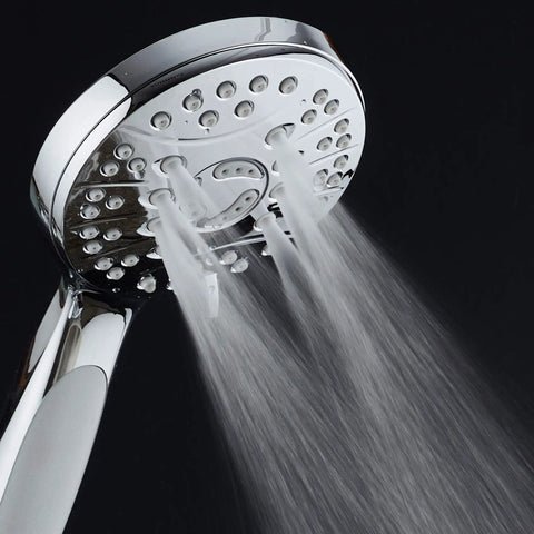 High Pressure 6 Setting Luxury Handheld Shower Head With Extra Long 6 Foot Stainless Steel Hose Anti Clog Jets Chrome Finish spraying