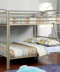 Full Over Full Metal Bunk Bed With Movable Ladder And Top Bed Rails Converts Into Two Separate Beds Beefy Heavy Duty Steel Frame In Metallic Grey
