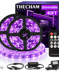 40Ft Black Light Strip With Remote, 720 LED Beads, 12V Flexible Glow Party Lighting, reels, remote, and accessories