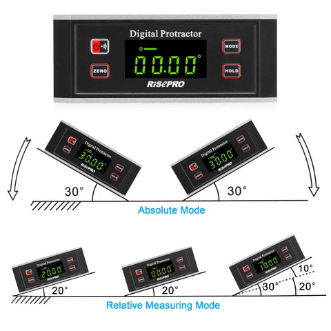 3 In 1 Digital Inclinometer Protractor And Level With Magnetic V Groove Backlit Display 0 To 360 Degrees Angles Tool