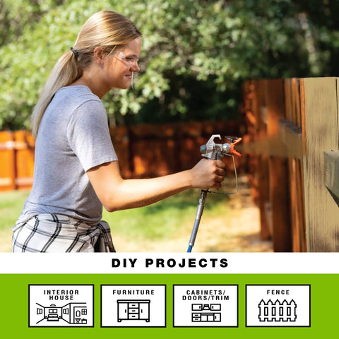 Zero Sweat Heavy Duty Airless Paint Sprayer With Adjustable Pressure Control Spray Unthinned Stains for DIY outdoor projects.