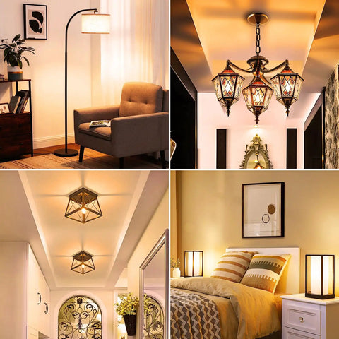 15 Pack 2W S14 LED Replacement Bulbs For Outdoor String Lights, warm white glow illuminating various home interiors