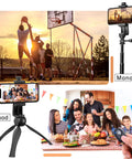 Phone Tripod Mount With Wireless Remote And Adjustable Clamp, 360 Degree Rotating Cell Phone Holder used for photos and selfies
