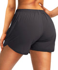 Back view of Womens Quick-Dry Running Shorts With Zipper Pockets And Built-In Liner, Run Ready, Lightweight Breathable Athletic Gym Short, 3 Inch Inseam, Dark Gray, Size Medium, Sweat-Wicking, Phone Safe For Runs