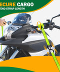One Inch Ratchet Tie Down Straps 15 Ft 4 Pack With Soft Loops used on motorcycle for secure cargo hauling