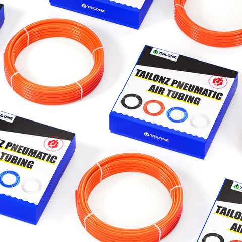Orange 8mm Outer Diameter PU Air Hose Tube Kit For Pneumatic Tools 32.8ft 10m coiled with packaging, 5mm ID, high flex