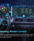 Single Din Car Stereo With Wireless Apple CarPlay And Android Auto 6.9 Inch IPS Touchscreen in a car dashboard with SWC feature