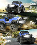 1 18 Scale RC Off Road Monster Truck with 2.4Ghz Radio, 80 Minute Playtime, LED Lights, Storage Case, All Terrain SUV Toy, Blue