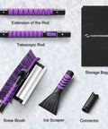 5 In 1 Ice Scraper And Extendable Snow Brush For Car Windshield With 47 Inch Reach, showing components including brush and scraper.