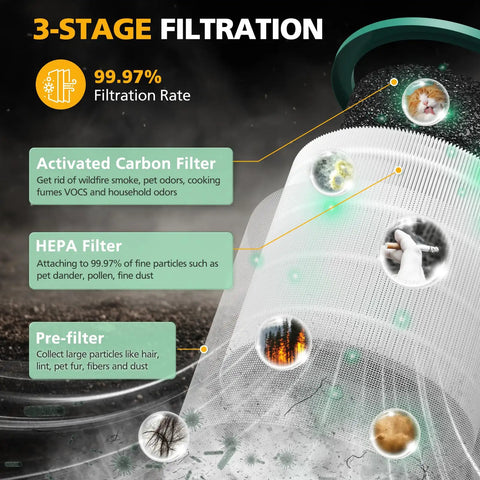 HEPA Replacement Filter For Tower Purifier Pure Cool Link TP01 TP02 TP03 AM11 BP01 Models 968126-03 Totally Fits visible filtration layers