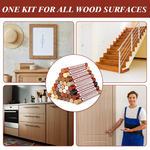100 Pcs Wood Filler Sticks With 50 Colors For DIY Quick Scratch Repair On Wood Furniture Floors Cabinets Tables And Doors