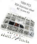 1000Pcs Universal RC Screw Kit With 304 Stainless Steel Screws in transparent storage box, assorted hardware for RC cars and crawlers