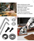 Flange Lock Blade Bolt Kit With Outer And Inner Flanges For Worx Four And A Half Inch Compact Saws WX439L WX531L RK3441K Includes Wrench Locking Screws And Washers Set shown with saw and accessories.