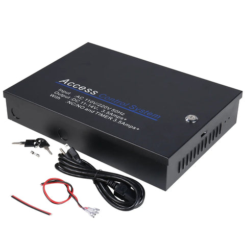 Four Door Security Access Control Panel With Power Supply And Backup Battery Link For Commercial Grade Use, TCP IP Networking, Wiegand 26 To 40 Bit Readers, Supports Up To 20,000 Users And 100,000 Event Logs, SQL And Access Database Ready
