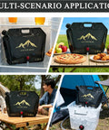 Collapsible Water Containers 2 Pack 2 Gallon 8L Each Foldable Water Storage Bags with Spigot BPA Free on picnic table and in fridge