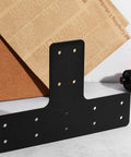 Rock Solid Heavy Duty T Post Connectors And Flat Mending Plates For Fence Anchors And Pergola Frames Built Like A Tank With Worry Free Maintenance 4 Pack black bracket with mounting holes.