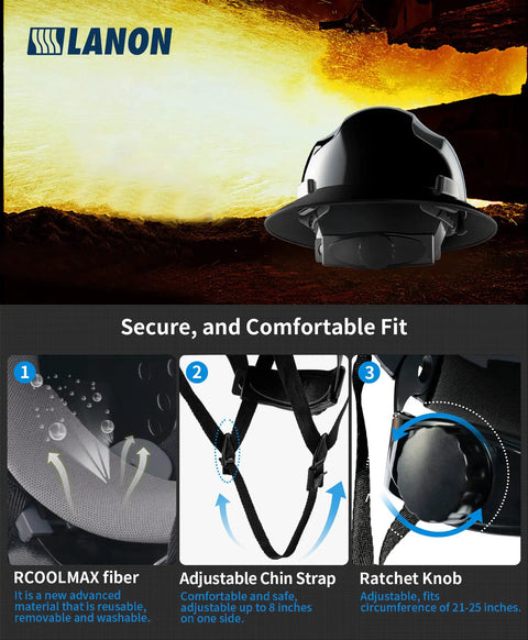 Ultra Lightweight Full Brim Hard Hat With OSHA Approved Type One Impact Protection And Class E G C Electrical Ratings Built Like A Tank From HDPE For Construction Crews Who Crush The Job Site Top Shelf Gear In Black