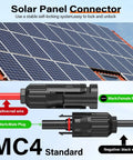 Solar Panel Extension Cable MC4 To 8mm DC Connector 6.6 Feet 12AWG Plus 14AWG Solar Charge Cable diagram showing connector parts