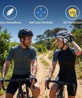 Two cyclists wearing Cooling Skull Cap 2 Pack Under Cap With Breathable Mesh Helmet Liner For Motorcycle, Cycling, Running