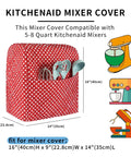 Red polka dot quilted cover on stand mixer. Durable Quilt Stand Mixer Cover For 6 To 8 Quart Tilt Head Bowls Keeps Dust Out.